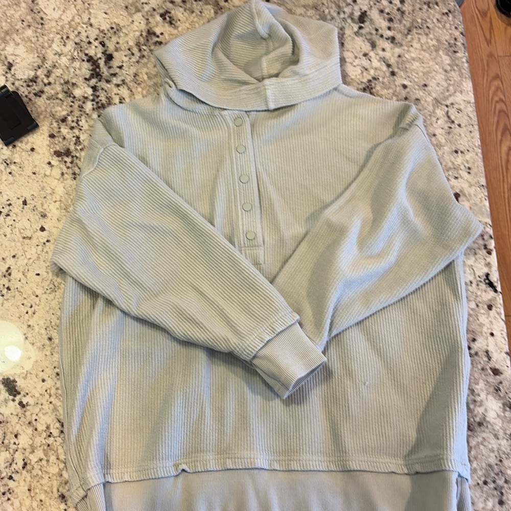 Aerie Oversized Ribbed Snap Hoodie